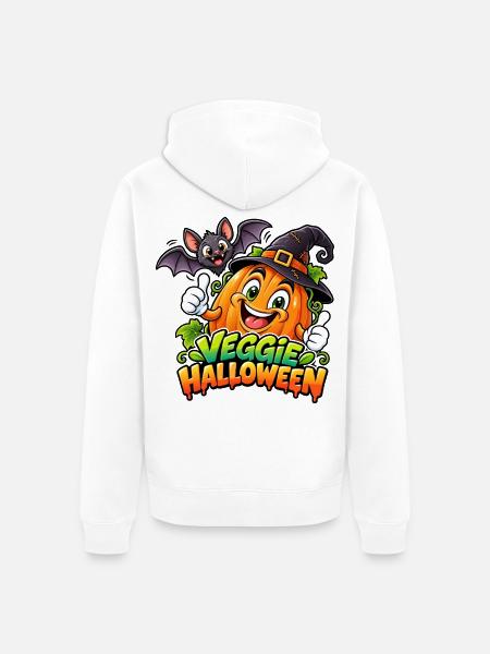 Kürbis Veggie Halloween Spaß - Unisex Premium Bio Zip Hoodie - Weiß