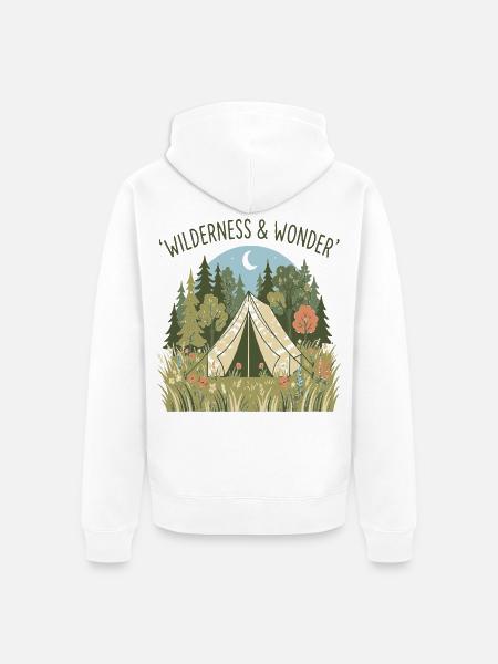 Wilderness & Wonder Zeltidylle im Wald - Unisex Premium Bio Zip Hoodie - Weiß
