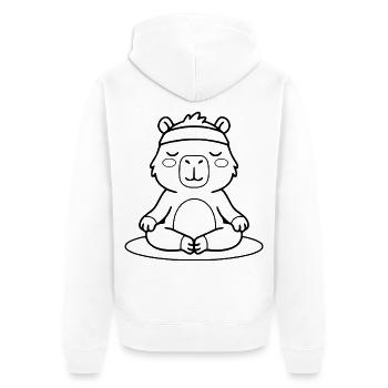 Niedliches Kapybara Yoga Meditation Zen Süßes Tier - Unisex Premium Bio Zip Hoodie - Weiß - Hinten - Thijin (182cm)