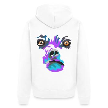 Bunte Hund Gesichtskunst Farbsplash - Unisex Premium Bio Zip Hoodie - Weiß - Hinten - Thijin (182cm)