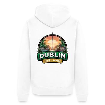 Dublin Ireland Reiseabzeichen Ha Penny Bridge Geschenk - Unisex Premium Bio Zip Hoodie - Weiß - Hinten - Thijin (182cm)