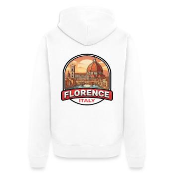Florenz, Italien Reiseabzeichen Duomo Ponte Vecchio - Unisex Premium Bio Zip Hoodie - Weiß - Hinten - Thijin (182cm)