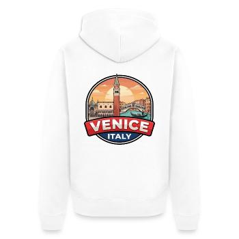Venedig Italien Reiseabzeichen Rialto Gondel Geschenk - Unisex Premium Bio Zip Hoodie - Weiß - Hinten - Thijin (182cm)
