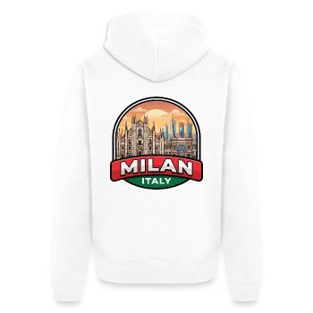 Milan Italien Reiseabzeichen Duomo di Milano Geschenk - Unisex Premium Bio Zip Hoodie - Weiß - Hinten - Thijin (182cm)