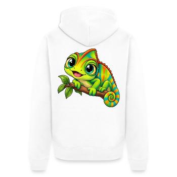 Chamäleon Kawaii Style – Süßes Reptil - Unisex Premium Bio Zip Hoodie - Weiß - Hinten - Thijin (182cm)