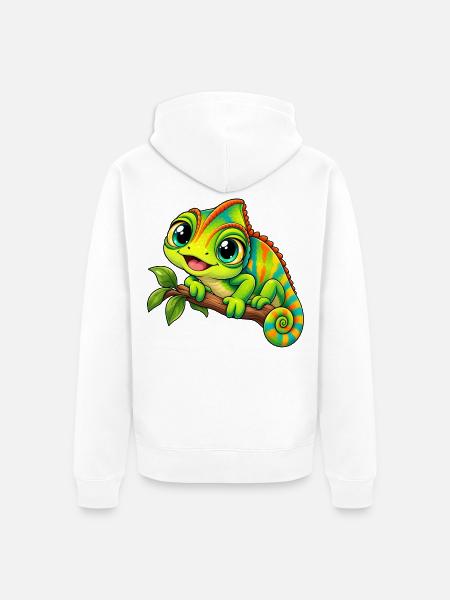 Chamäleon Kawaii Style – Süßes Reptil - Unisex Premium Bio Zip Hoodie - Weiß