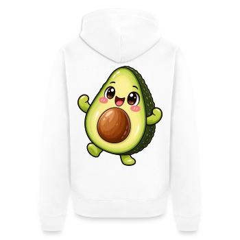 Avocado Kawaii Style – Süßes Fruchtmotiv - Unisex Premium Bio Zip Hoodie - Weiß - Hinten - Thijin (182cm)