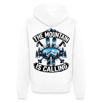 Skifahren The mountain is calling Apres-Ski - Unisex Premium Bio Zip Hoodie - Weiß - Hinten - Thijin (182cm)