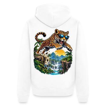 Actionreicher Jaguar für kleine Abenteurer  - Unisex Premium Bio Zip Hoodie - Weiß - Hinten - Thijin (182cm)