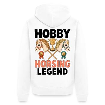 Hobby Horsing Legend - Unisex Premium Bio Zip Hoodie - Weiß - Hinten - Thijin (182cm)