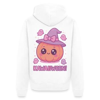 Kawaiiween Kürbishexe - Unisex Premium Bio Zip Hoodie - Weiß - Hinten - Thijin (182cm)