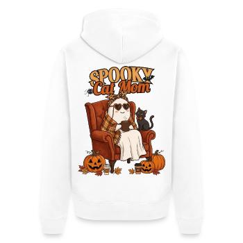 Gruselige Katzenmama Geister-Süße Halloween-Kunst - Unisex Premium Bio Zip Hoodie - Weiß - Hinten - Thijin (182cm)