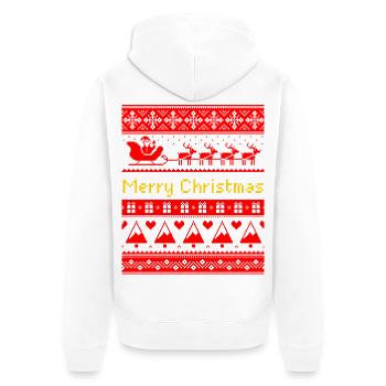 Hässliches Weihnachts-Pixel-Kunst-Weihnachtsmann-Schlittenmuster - Unisex Premium Bio Zip Hoodie - Weiß - Hinten - Thijin (182cm)