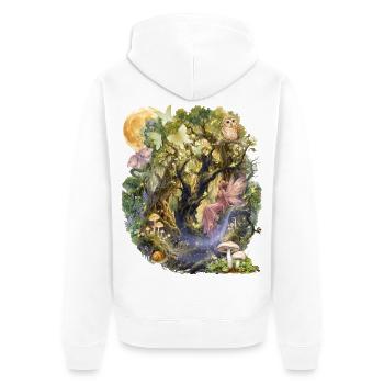Mondlicht-Fee im Waldtraum - Unisex Premium Bio Zip Hoodie - Weiß - Hinten - Thijin (182cm)