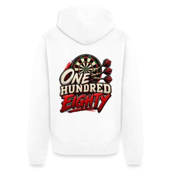 Dart Dartspieler One hundred eighty Dartscheibe - Unisex Premium Bio Zip Hoodie - Weiß - Hinten - Thijin (182cm)