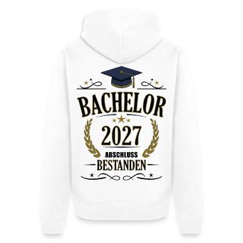 Bachelor 2027 - Unisex Premium Bio Zip Hoodie - Weiß - Hinten - Thijin (182cm)