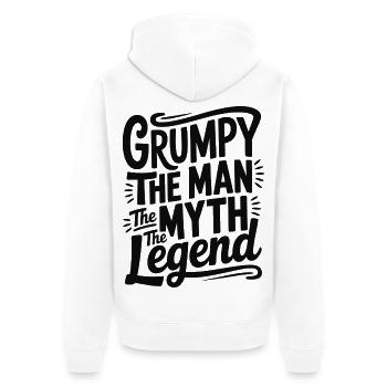 Grumpy der Mann, der Mythos, die Legende - Unisex Premium Bio Zip Hoodie - Weiß - Hinten - Thijin (182cm)