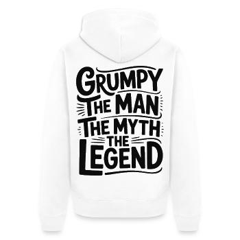 Grumpy der Mann, der Mythos, die Legende - Unisex Premium Bio Zip Hoodie - Weiß - Hinten - Thijin (182cm)