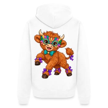 Fluffiges Yak-Maskenfest - Unisex Premium Bio Zip Hoodie - Weiß - Hinten - Thijin (182cm)