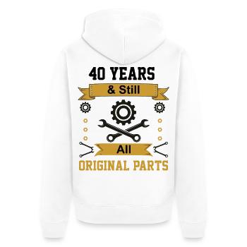 Immer noch alle Originalteile - Unisex Premium Bio Zip Hoodie - Weiß - Hinten - Thijin (182cm)