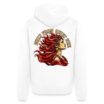 Stilles Feuer - Unisex Premium Bio Zip Hoodie - Weiß - Hinten - Thijin (182cm)