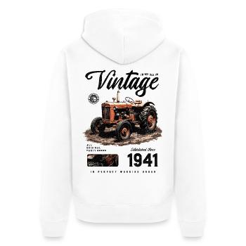 Oldtimer Traktor Bauer Geburtstag Geboren 1941 - Unisex Premium Bio Zip Hoodie - Weiß - Hinten - Thijin (182cm)