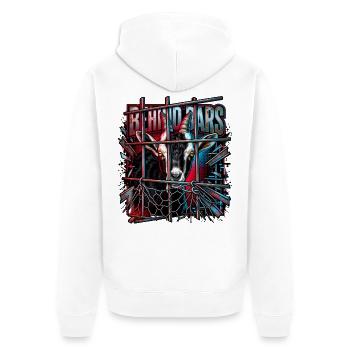 Hinter Gittern Neonziege - Unisex Premium Bio Zip Hoodie - Weiß - Hinten - Thijin (182cm)