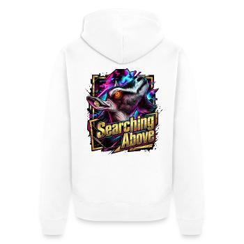 Neonwolf auf der Suche Oben - Unisex Premium Bio Zip Hoodie - Weiß - Hinten - Thijin (182cm)