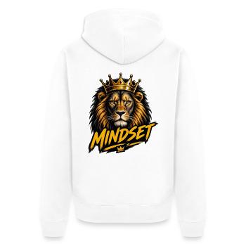 Goldener Geist, gekrönter Löwe - Unisex Premium Bio Zip Hoodie - Weiß - Hinten - Thijin (182cm)