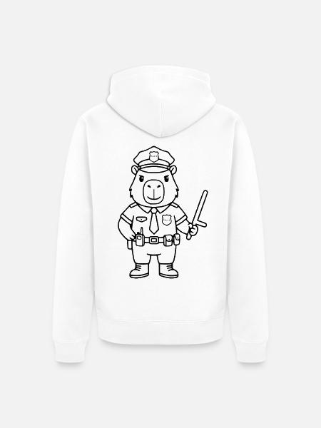 Süßer Capybara-Offizier Lustiger Polizei-Capybara-Geschenk - Unisex Premium Bio Zip Hoodie - Weiß