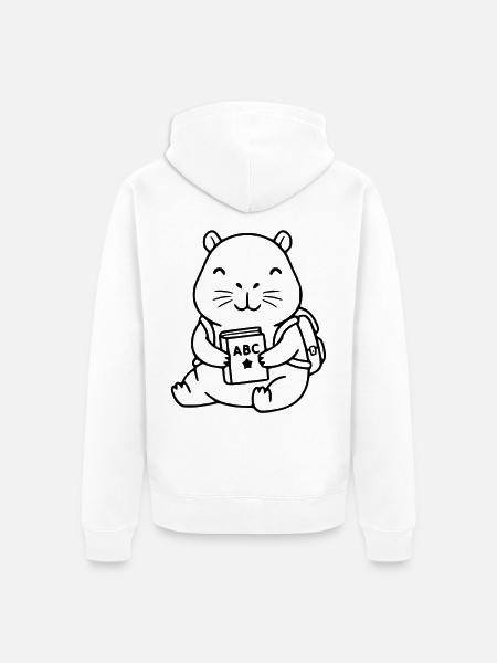 Süßes Capybara-Zurück-an-die-Schule-Geschenk - Unisex Premium Bio Zip Hoodie - Weiß