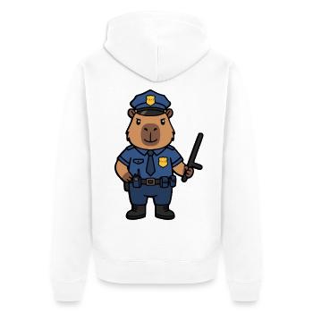 Süßer Capybara-Polizist Ästhetischer Niedlicher Nagetier - Unisex Premium Bio Zip Hoodie - Weiß - Hinten - Thijin (182cm)