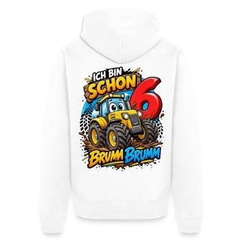 Kindergeburtstag Baustelle Brumm Brumm bin schon 6 - Unisex Premium Bio Zip Hoodie - Weiß - Hinten - Thijin (182cm)