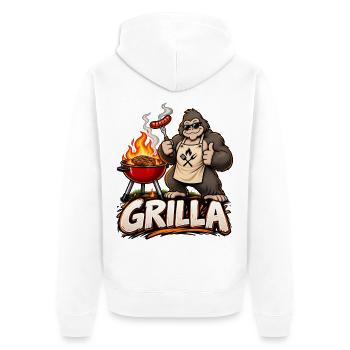Grillen Grill-Gorilla Grilla Grillparty Sommer - Unisex Premium Bio Zip Hoodie - Weiß - Hinten - Thijin (182cm)