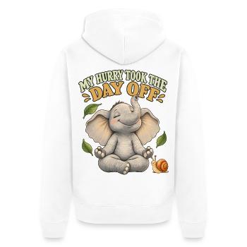 My Hurry Took The Day Off – Entspannungsmotiv - Unisex Premium Bio Zip Hoodie - Weiß - Hinten - Thijin (182cm)