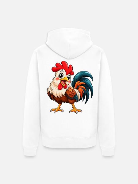 Hahn Kawaii Style – Süßer Hahn - Unisex Premium Bio Zip Hoodie - Weiß