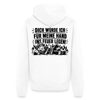 Schwarzer Humor Dich würde ich für meine Hand... - Unisex Premium Bio Zip Hoodie - Weiß - Hinten - Thijin (182cm)