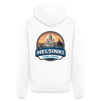 Helsinki Finnland Reiseabzeichen Kathedrale Geschenk - Unisex Premium Bio Zip Hoodie - Weiß - Hinten - Thijin (182cm)