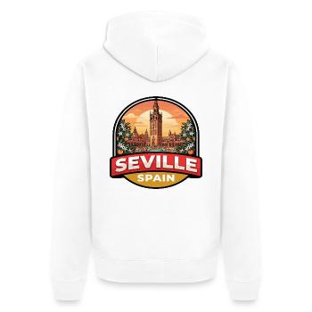 Sevilla, Spanien Reiseabzeichen Plaza de España Geschenk - Unisex Premium Bio Zip Hoodie - Weiß - Hinten - Thijin (182cm)