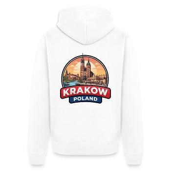 Krakau Polen Reiseabzeichen Wawel-Schlossgeschenk - Unisex Premium Bio Zip Hoodie - Weiß - Hinten - Thijin (182cm)