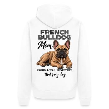 French Bulldog Mom Proud Loyal Protective - Unisex Premium Bio Zip Hoodie - Weiß - Hinten - Thijin (182cm)