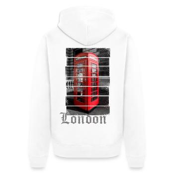 London Design mit Roter Telefonzelle Souvenir - Unisex Premium Bio Zip Hoodie - Weiß - Hinten - Thijin (182cm)