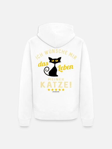 Leben meiner Katze - Unisex Premium Bio Zip Hoodie - Weiß