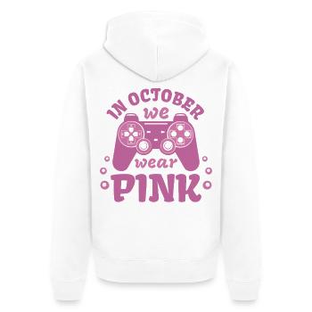 Octobre Rose Gaming Wear Pink October Gamer Krebs - Unisex Premium Bio Zip Hoodie - Weiß - Hinten - Thijin (182cm)