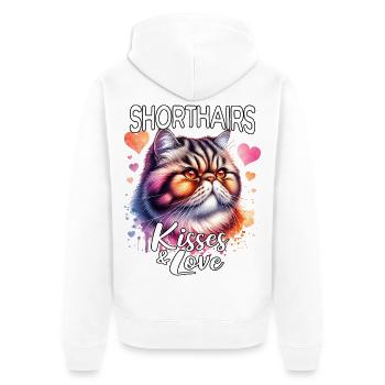 Exotische Kurzhaarkatze Liebe - Unisex Premium Bio Zip Hoodie - Weiß - Hinten - Thijin (182cm)