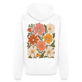 Retro Blumenmuster - Unisex Premium Bio Zip Hoodie - Weiß - Hinten - Thijin (182cm)