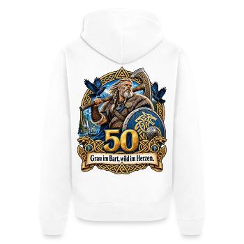 50.Geburtstag - Unisex Premium Bio Zip Hoodie - Weiß - Hinten - Thijin (182cm)