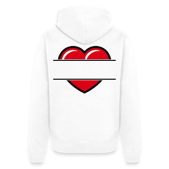 Herz / Herzchen (Text Ergänzen / Geschenk / Liebe) - Unisex Premium Bio Zip Hoodie - Weiß - Hinten - Thijin (182cm)