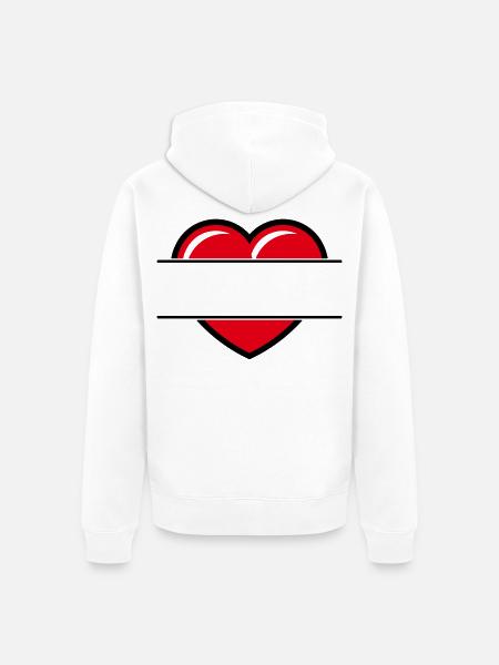 Herz / Herzchen (Text Ergänzen / Geschenk / Liebe) - Unisex Premium Bio Zip Hoodie - Weiß