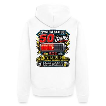 50.Geburtstag System Status 50Jahre Hardware Humor - Unisex Premium Bio Zip Hoodie - Weiß - Hinten - Thijin (182cm)
